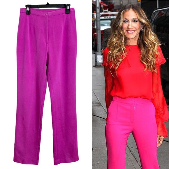 Vera Cristina Pants - Vera Cristina Purple Silk High Rise Dress Pants